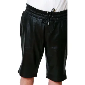 Mens Black Leather Shorts Genuine Nappa Sheepskin