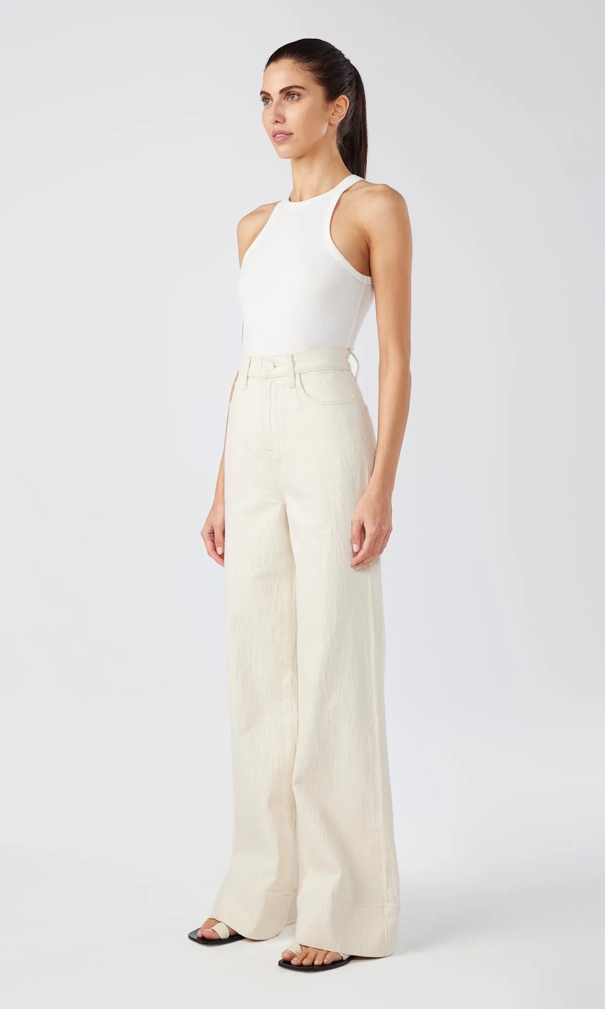 Ms. Onassis V-High Rise Wide Leg - Off White