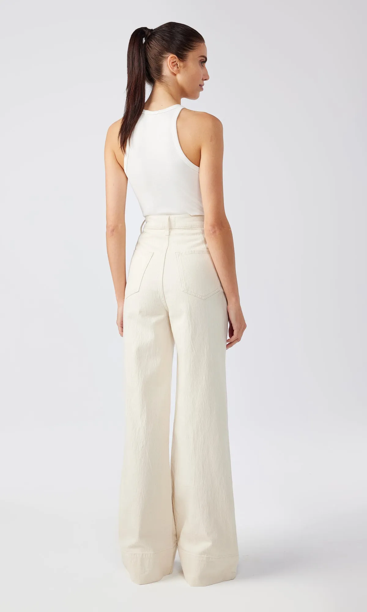 Ms. Onassis V-High Rise Wide Leg - Off White