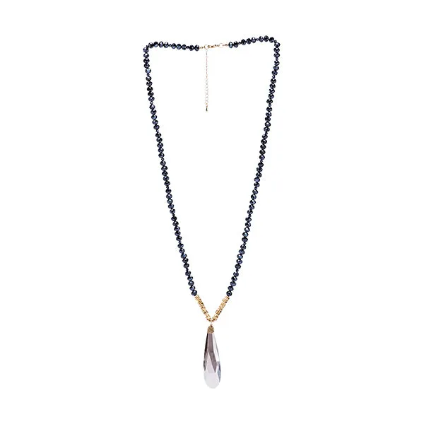 Ophelia Beaded Crystal Teardrop Long Necklace