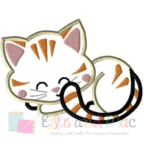 Pampered Kitten Sleeping Applique Design