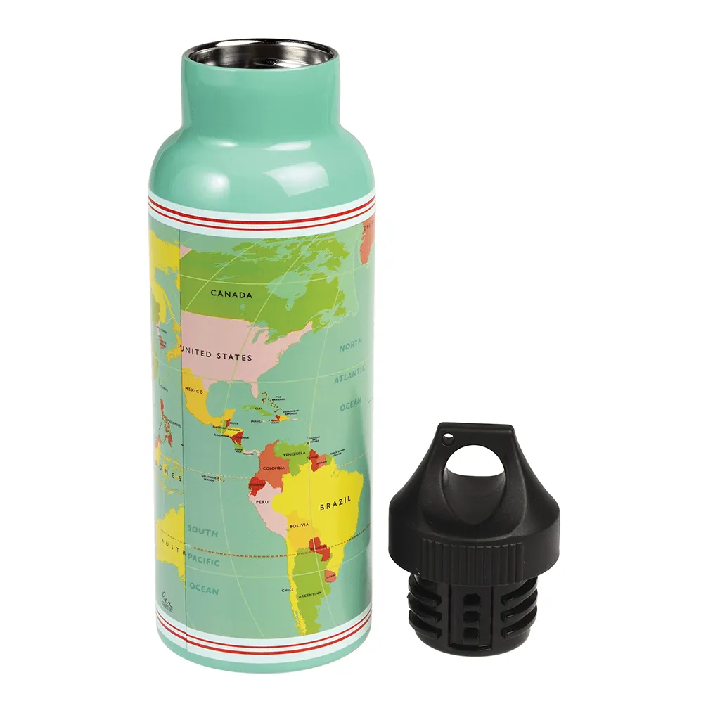 Rex of London World Map Stainless Steel Water Bottle 500ml