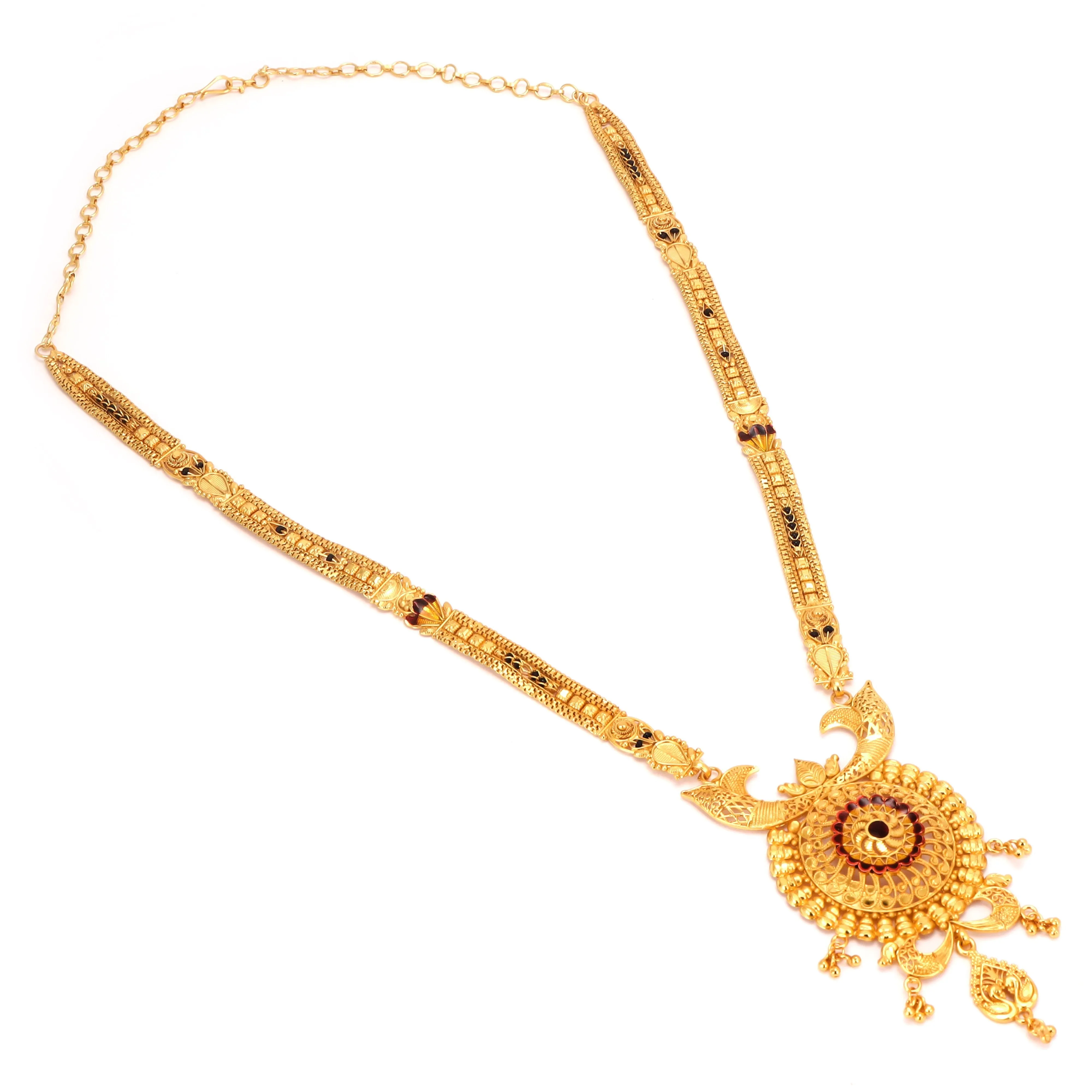 Round Motif Sitahar With Mangalsutra Beads And Matching Earrings