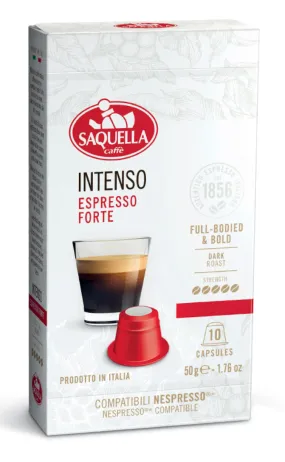 Saquella Intenso Forte / Full Body & Bold - Nespresso Style Caps ( Case of 10/Packs of 10) 1.76-each