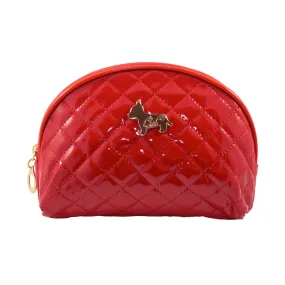 Shiny Half Moon Shape Cosmetic Pouch Bag - Red