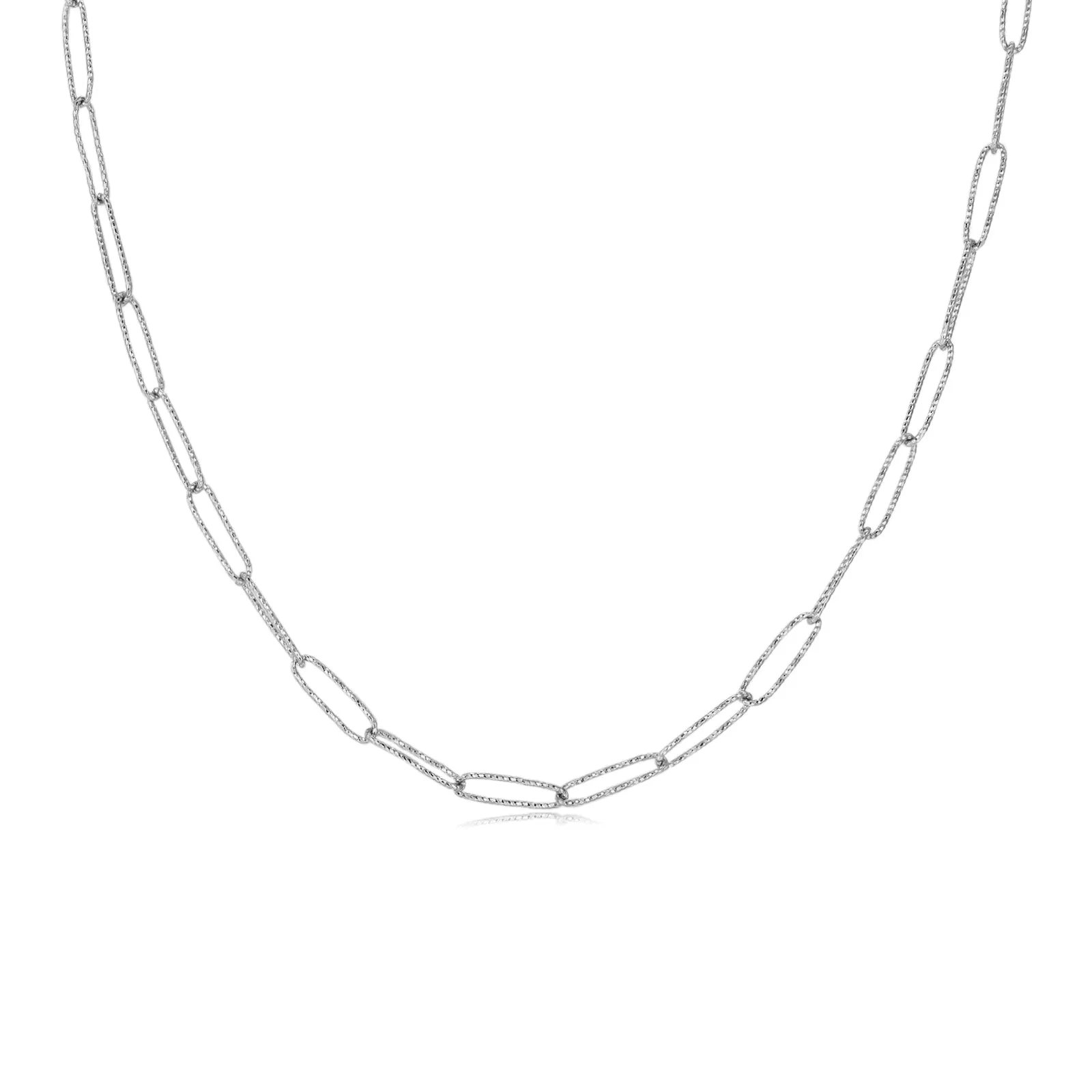 Silver Textured Link Chain