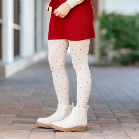 Sparkle Dot Nylon Tights - Vanilla/Crimson