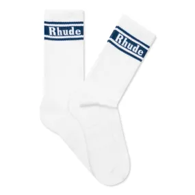 Stripe Logo Sock - White/Navy