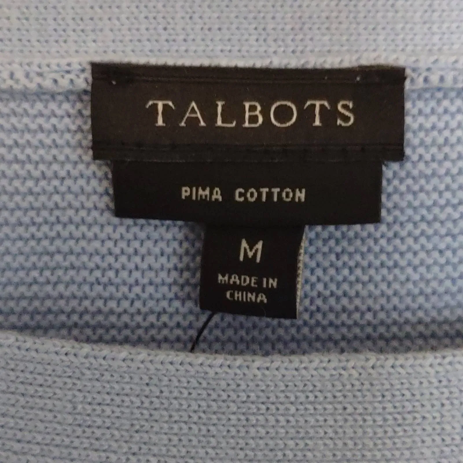 Talbots Pima Cotton Button Sleeve Sweater Medium blue