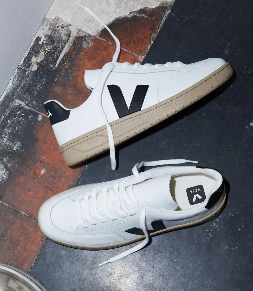 Veja Men's V-12 White Black Dune Leather Sneaker