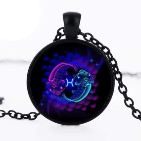 Zodiac Dreams Black Pisces Necklace